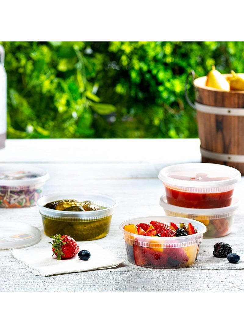 Mmmon 50-Pack 8oz Clear Plastic Deli Containers with Lids - Stackable Food Storage Meal Prep Box - Leakproof BPA-Free Microwave Freezer Safe - Image 3