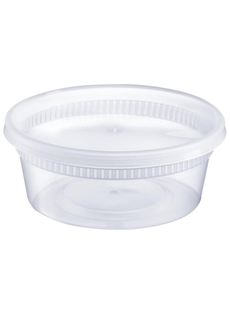 Mmmon 50-Pack 8oz Clear Plastic Deli Containers with Lids - Stackable Food Storage Meal Prep Box - Leakproof BPA-Free Microwave Freezer Safe - Image 4