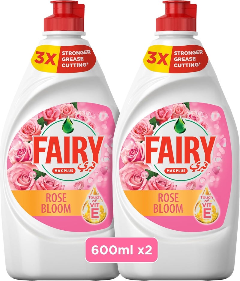 Fairy Dishwashing Liquid, Rose Bloom, 2x600ml - Image 1