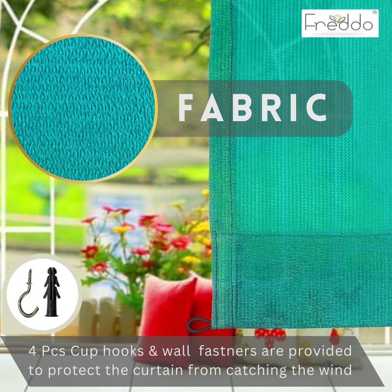 FREDDO HDPE Fabric 85 Sun Blockage UV Heat Protection Indoor Outdoor Loop Curtains for Balcony Door Window Green Color 45 ft X 11 ft Pack of 2 Pieces - Image 2