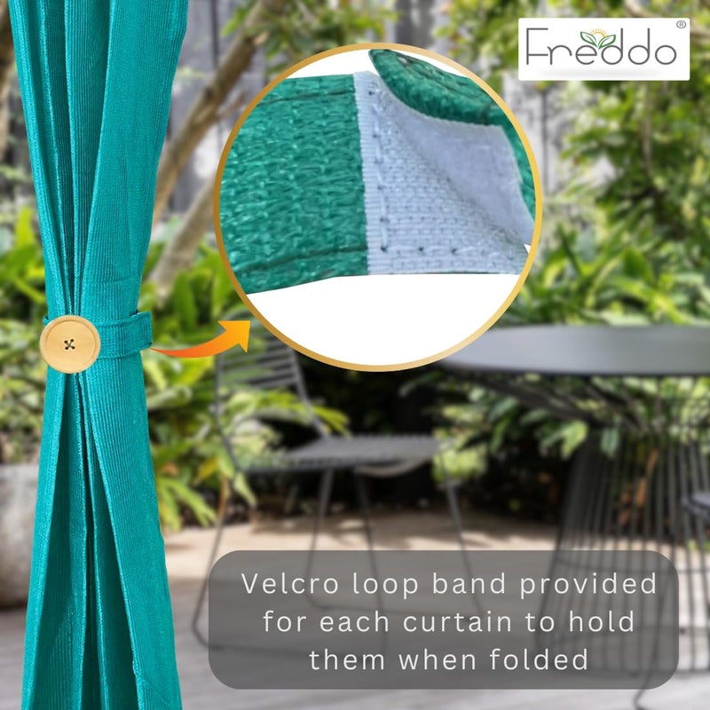 FREDDO HDPE Fabric 85 Sun Blockage UV Heat Protection Indoor Outdoor Loop Curtains for Balcony Door Window Green Color 45 ft X 11 ft Pack of 2 Pieces - Image 3