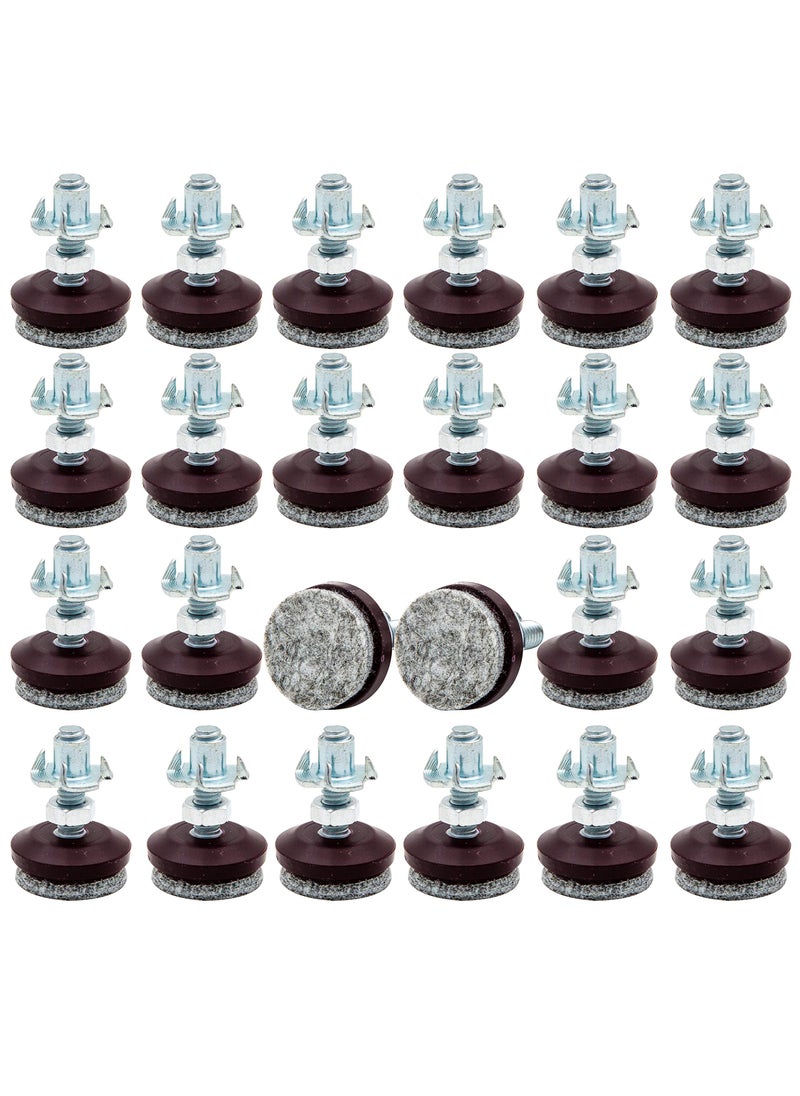 HUAYY HUAYY Medium Duty Furniture Levelers Adjust LegsTable and Chairs Leveling FeetHeight Adjustable Protection Integrated HighDensity Felt PadsHeavy Duty 1420x1 Threaded Shank TNutsSet of 24 