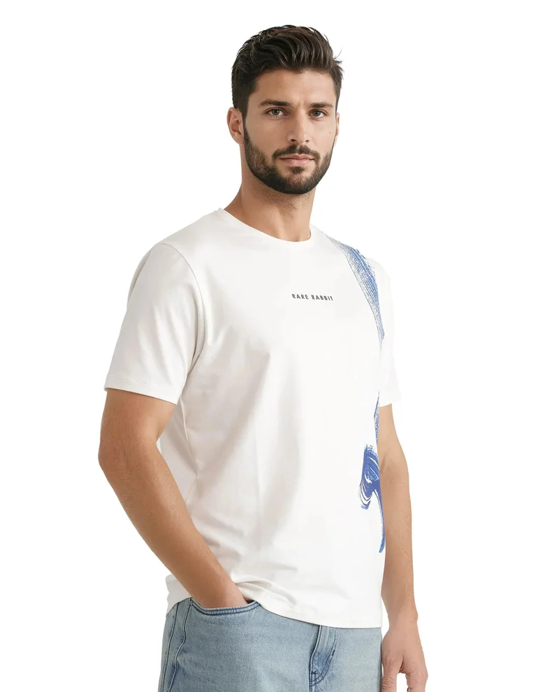 Rare Rabbit Men's Abstract Print Regular Fit T-Shirt