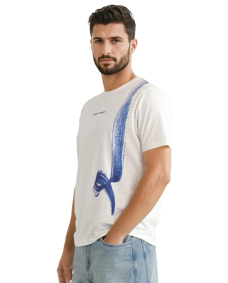 Rare Rabbit Men's Abstract Print Regular Fit T-Shirt