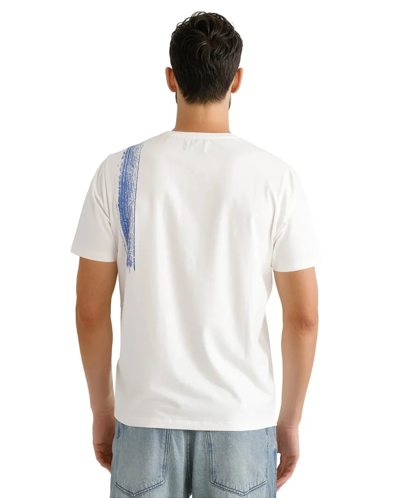 Rare Rabbit Men's Abstract Print Regular Fit T-Shirt
