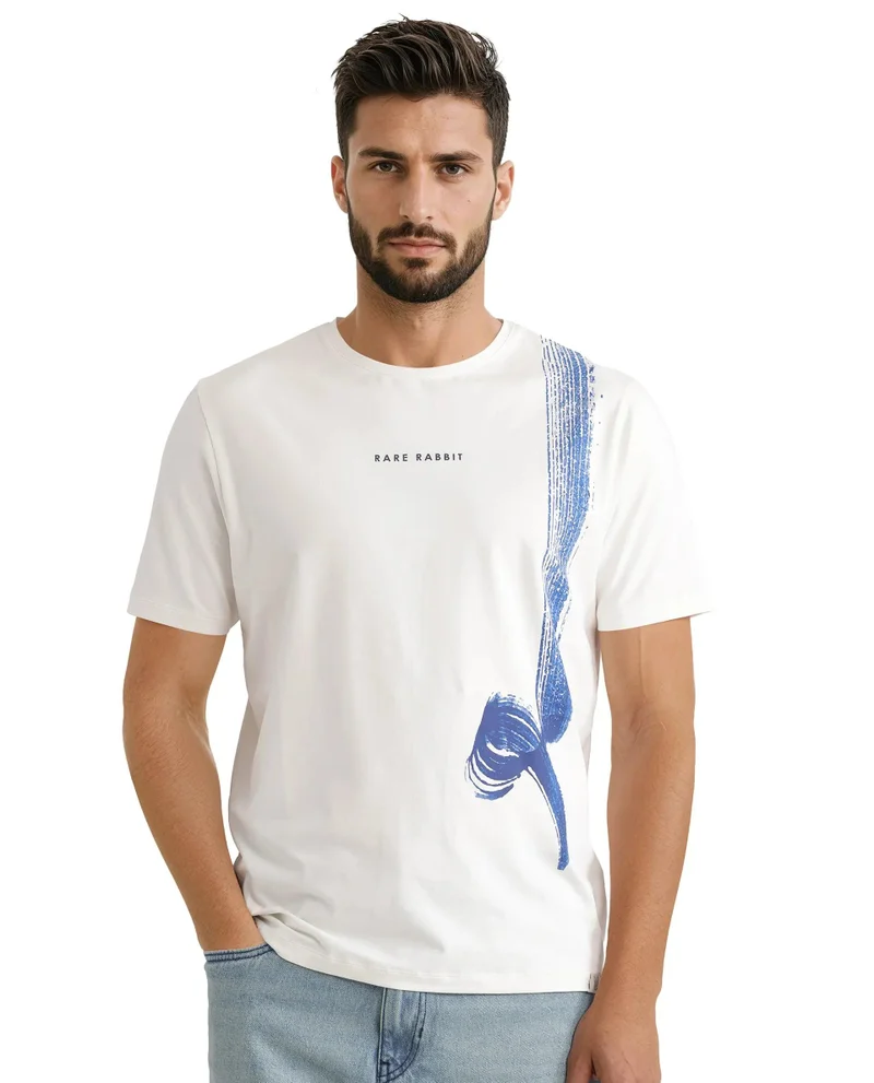 Rare Rabbit Men's Abstract Print Regular Fit T-Shirt