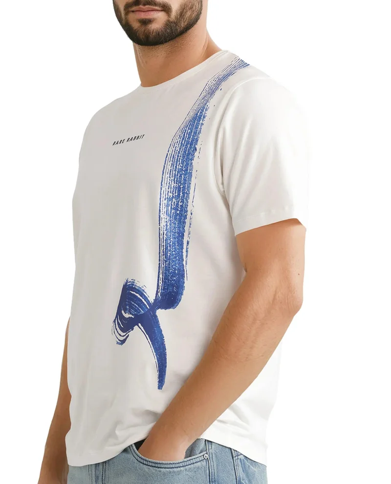 Rare Rabbit Men's Abstract Print Regular Fit T-Shirt