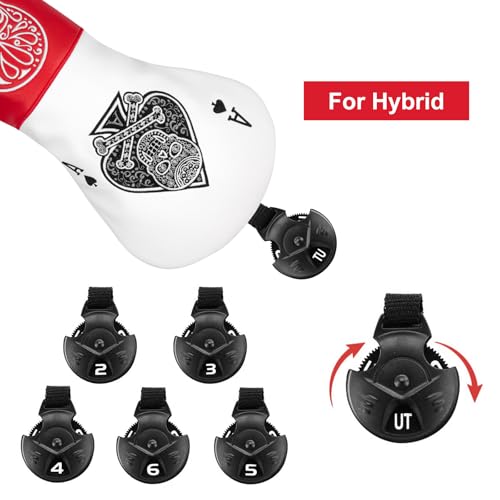 Acebirdie Golf Club Head Covers for Driver Cover, Fairway Wood Cover Hybrid Cover, Ace Poker Premium Leather Golf Headcovers with Interchangeable No. Tags Fits Most of Drivers Woods Hybrids (for Hybrid(1pcs)) - Image 5