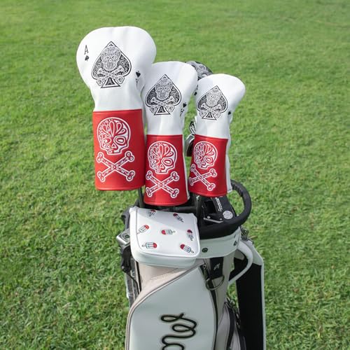 Acebirdie Golf Club Head Covers for Driver Cover, Fairway Wood Cover Hybrid Cover, Ace Poker Premium Leather Golf Headcovers with Interchangeable No. Tags Fits Most of Drivers Woods Hybrids (for Hybrid(1pcs)) - Image 2