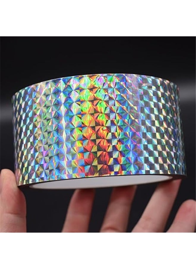 yongsheng Bird Repellent Deterrent Reflective Scare Tape Multicolour 2.5cm*80m, Holographic Reflective Tape Prism Tape Holographic Reflective Tape for Keep Birds Away, Craft Projects, DIY Art, Home, Daily Use  - Image 4