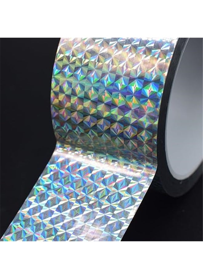 yongsheng Bird Repellent Deterrent Reflective Scare Tape Multicolour 2.5cm*80m, Holographic Reflective Tape Prism Tape Holographic Reflective Tape for Keep Birds Away, Craft Projects, DIY Art, Home, Daily Use  - Image 5