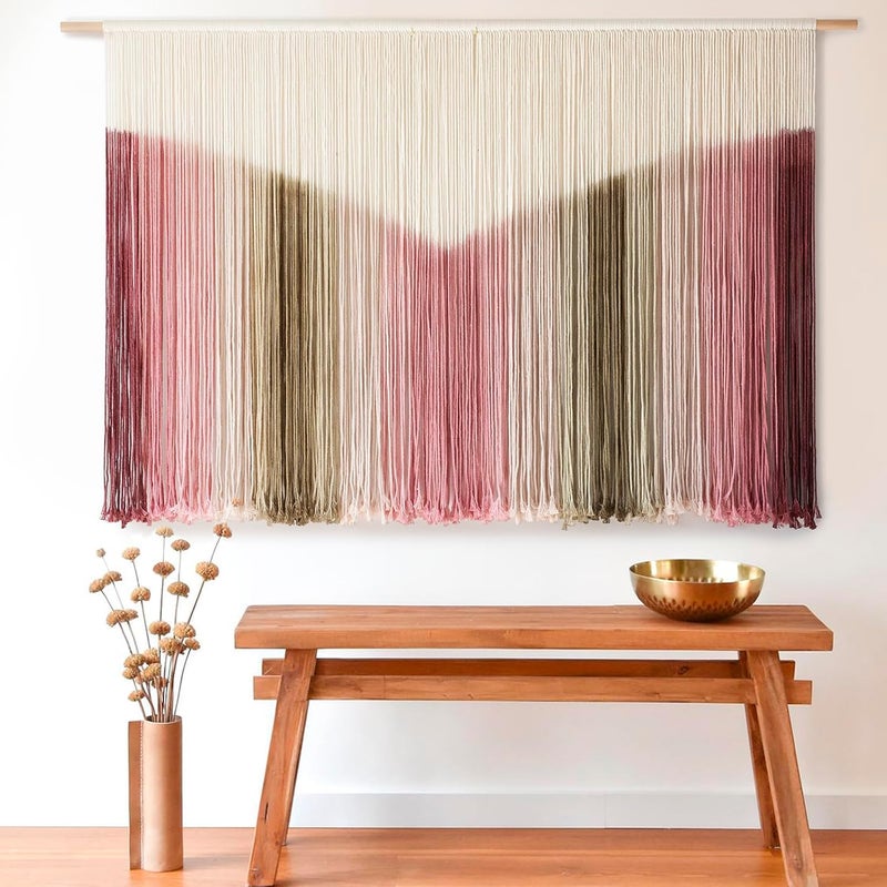 IOWER Large Macrame Wall Hanging Boho Wall Decor Large Scale Tie-Dye Yarn Living Home Room Boho Wall Decor for Bedroom Home Wall Art 57" W x 35" L - Image 1