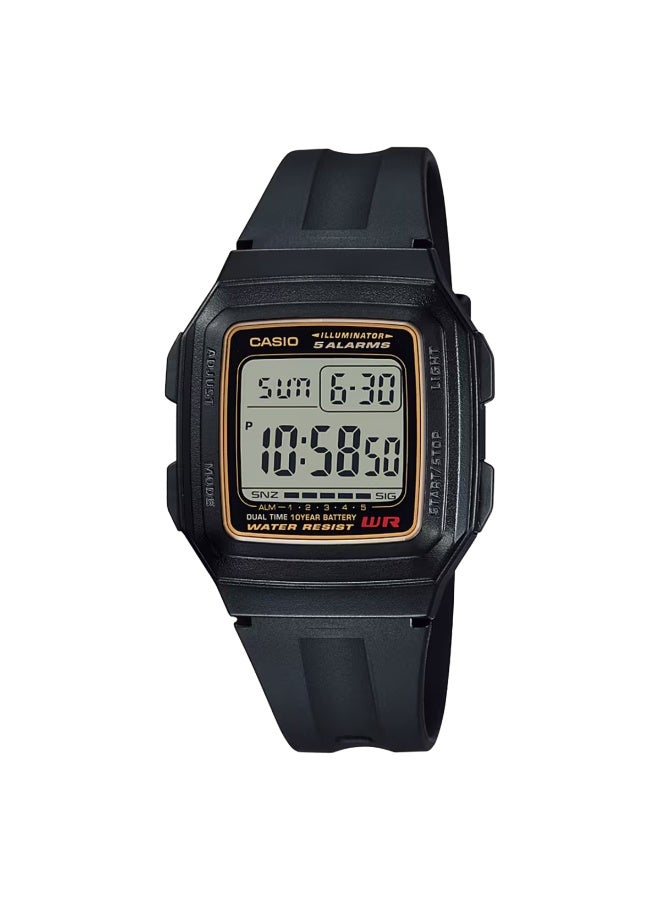 CASIO Digital Men's Watch F‑201WA‑9A, 41 mm Black Dial, Resin Case & Resin Band, 10‑Year Battery, Water Resistant - Image 2