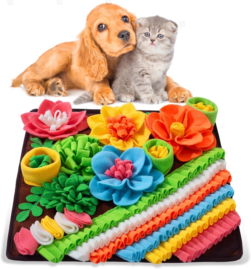 Oliumt Snuffle Mat for Dogs, Sniff Mat Slow Feeding Mat for Small Pets Cats, Rabbits - Help Stress Relief and Training - Stimulate Your Pet's Foraging Skills! (Brown) - Image 1