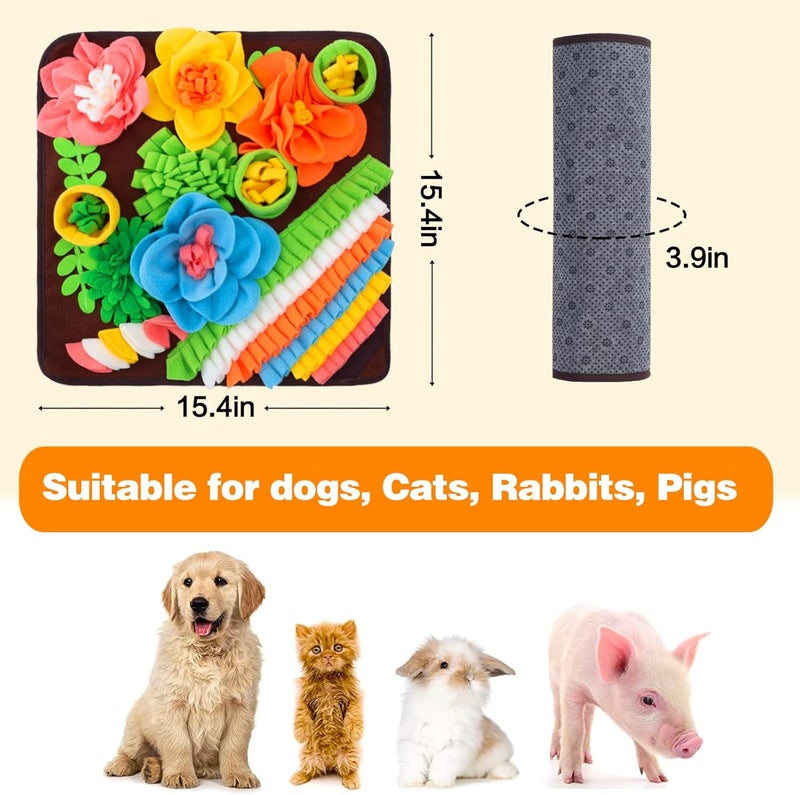 Oliumt Snuffle Mat for Dogs, Sniff Mat Slow Feeding Mat for Small Pets Cats, Rabbits - Help Stress Relief and Training - Stimulate Your Pet's Foraging Skills! (Brown) - Image 5