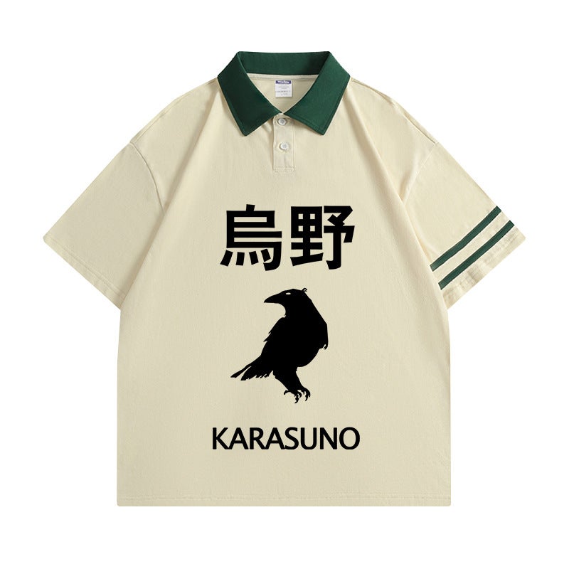 Volleyball Junior Animation Short-sleeved T-shirt Men's and Women's Uno College Volleyball Department Xigu Evening Retro Polo Shirt Summer New - Image 1