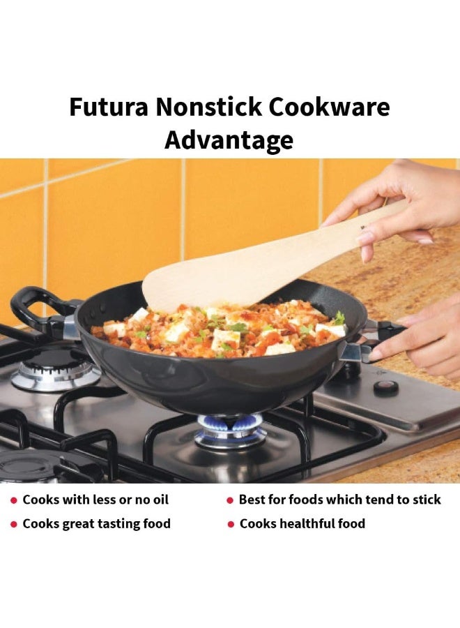 Hawkins Futura 2.5 Liter Hard Anodised Non Stick Deep Kadhai / Deep Fry Pan, Round Bottom, Wooden handles, 3.25 mm Thick Base(NK25), Black - Image 4
