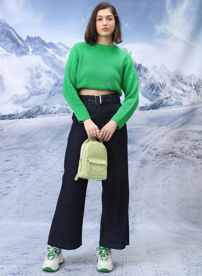 Tokyo Talkies Raglan Sleeves Round Neck Sweater - Image 2