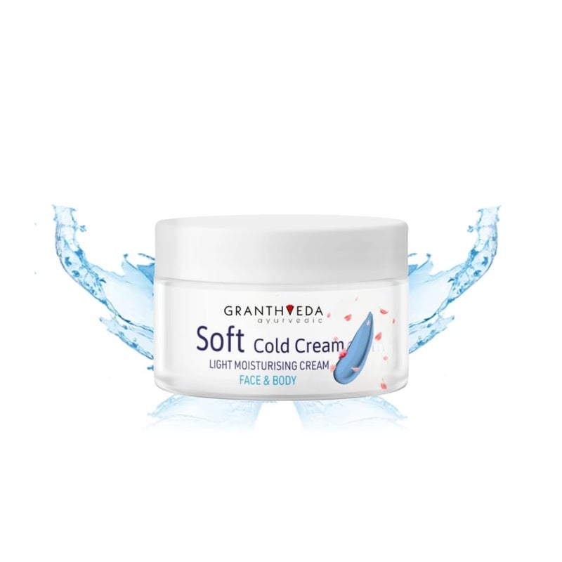 Granthveda Soft Light Moisturizing Cream NonSticky FastAbsorbing 24Hour Hydration Ayurvedic Face Body Hand Cream Enriched with Vitamin E 50g - Image 1