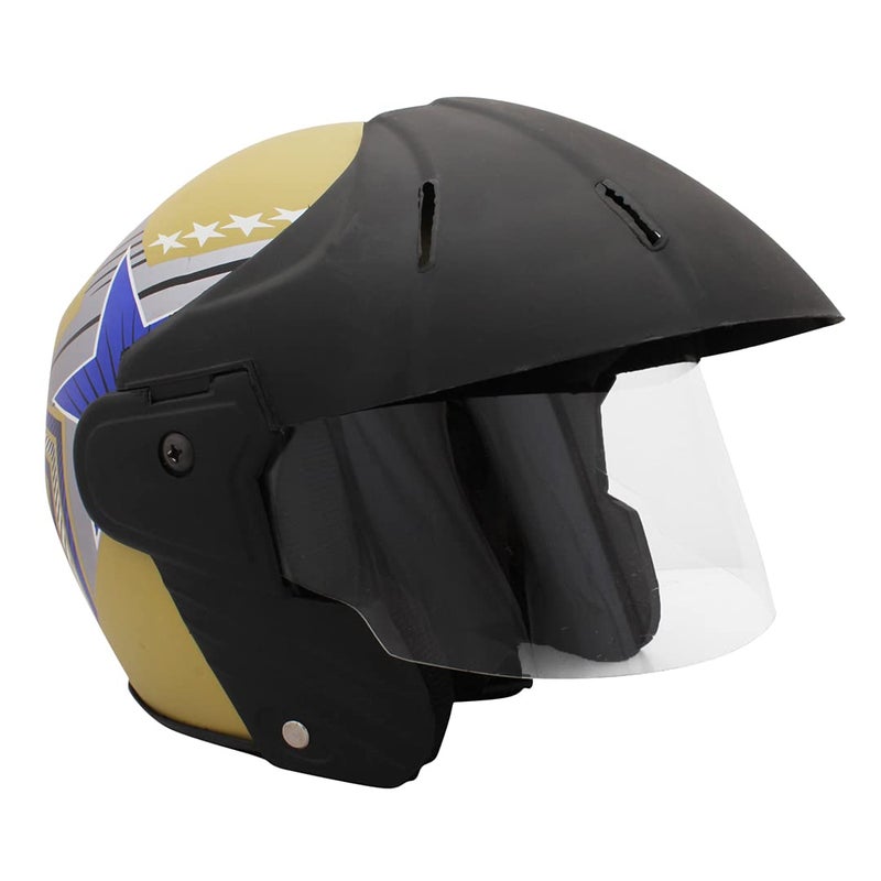 Sage Square خوذة ديلتس باور (معتمدة من ISI) مفتوحة الوجه (صغيرة - S، ملصق أزرق لامع من ديزرتستورم) - Image 1