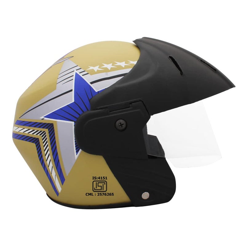 Sage Square خوذة ديلتس باور (معتمدة من ISI) مفتوحة الوجه (صغيرة - S، ملصق أزرق لامع من ديزرتستورم) - Image 3