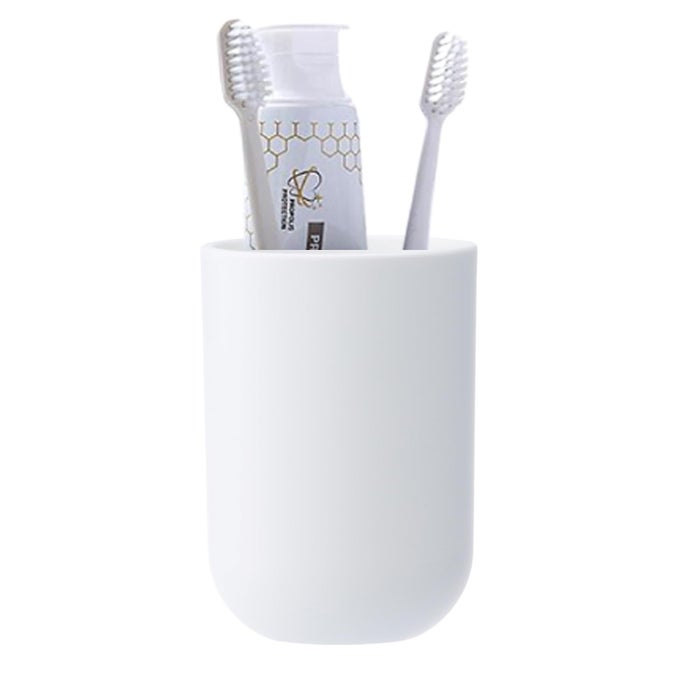 TOOTHBRUSH CUP BATHROOM CUP TOOTHBRUSH HOLDER BATHROOM TUMBLER PLASTIC 350ML WHITE
