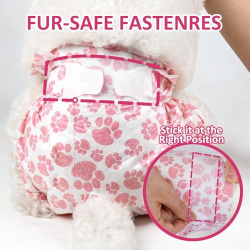 Dono Dog Diapers Female, Disposable Doggie Diapers, Super Absorbent Puppy Diapers with Adjustable Tail Hole, Wetness Indicator for Cats Doggy in Heat Period, X-Small, 16 Count - Image 5