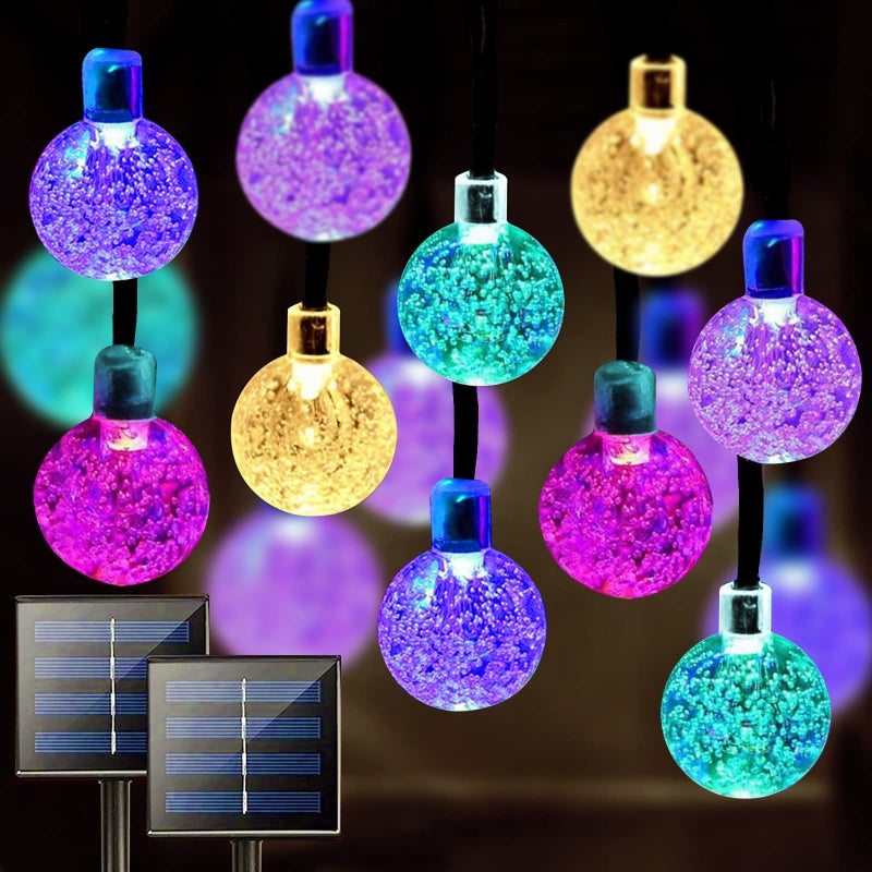 Jedavai Solar String Lights Outdoor 2 Pack 200 Led 80FT Multi-Color Crystal Globe Lights with 8 Lighting Modes, Waterproof Solar Powered Patio Lights for Garden Yard Porch Wedding Party Decoration - Image 1