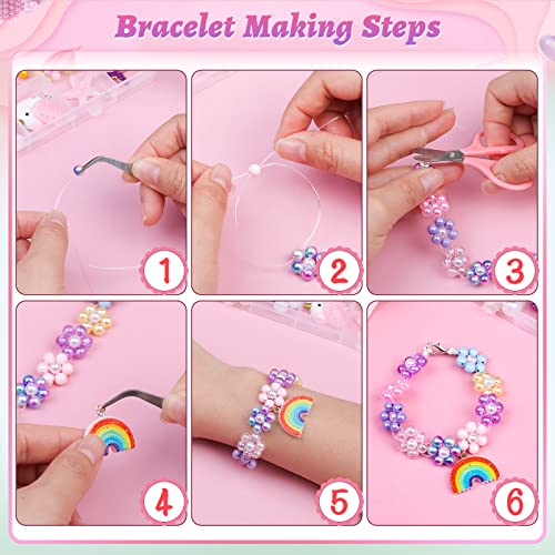 Cludoo 773Pcs Mermaid Charm DIY Beads for Jewelry Making, Unicorn DIY Bracelet Making Bead Kit for DIY Craft with Starfish Shell, Ocean Pearl Beads - Image 5