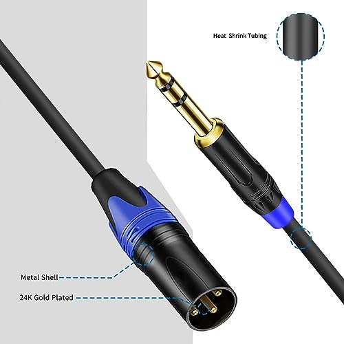 Seefeful (5FT / 1PACK) 1/4 TRS to Dual XLR Cable, 1/4 Inch (6.35mm) TRS to XLR Dual Y-Splitter Breakout Lead Microphone Cord 6.35 mm to Dual Male - Image 4