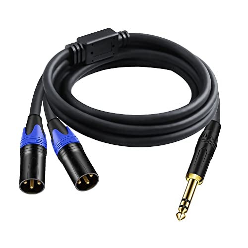 Seefeful (5FT / 1PACK) 1/4 TRS to Dual XLR Cable, 1/4 Inch (6.35mm) TRS to XLR Dual Y-Splitter Breakout Lead Microphone Cord 6.35 mm to Dual Male - Image 1