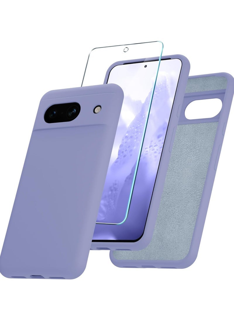 TIGER Google Pixel 8a Case – Silicone Phone Case with 1 Screen Protector, Soft Anti-Scratch Microfiber Lining, Full Body Shockproof Slim Cover, Supports Wireless Charging, Lavender Purple - Image 1