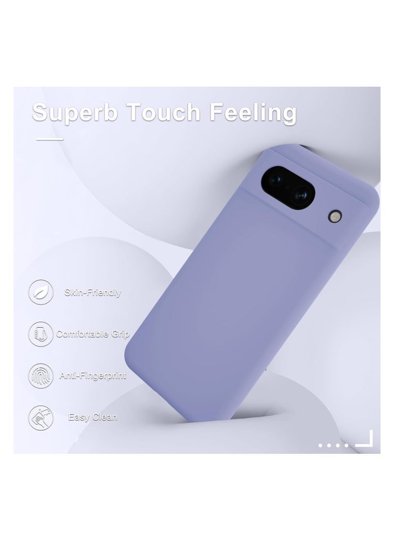 TIGER Google Pixel 8a Case – Silicone Phone Case with 1 Screen Protector, Soft Anti-Scratch Microfiber Lining, Full Body Shockproof Slim Cover, Supports Wireless Charging, Lavender Purple - Image 4