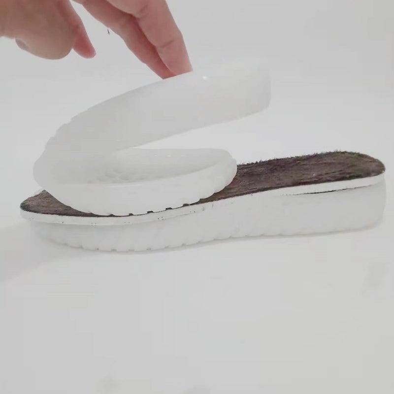 Thick Anti-Kick Crystal Beef Tendon Sole Slippers Puff Shoes Wool Ice Stripe Hollow Thread Woven Crocheted Sole - Image 4