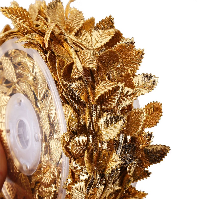 CCINEE 24 Yard Artificial Leaf Ribbon Gold Fabric Leaf Ribbon Trim for Wreath Garland Making  Home Decoration  Gift Wrapping and Crafts Accessory - Image 4