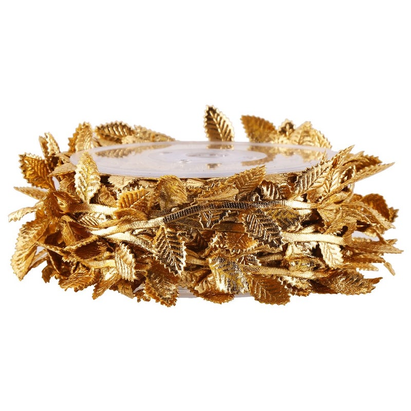CCINEE 24 Yard Artificial Leaf Ribbon Gold Fabric Leaf Ribbon Trim for Wreath Garland Making  Home Decoration  Gift Wrapping and Crafts Accessory - Image 3