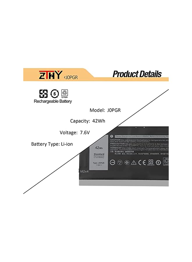 ZTHY New J0Pgr Laptop Battery Replacement For Dell Latitude 5285 E5285 5290 2-In-1 Series T17G T17G001 T17G002 Jopgr 0J0Pgr X16Tw Fth6F Ftg78 1Wnd8 7.6V 42Wh - Image 3