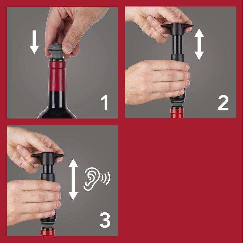 Vacu Vin Vacu Vin Wine Saver Vacuum Stoppers - Set of 4 - Gray - for Wine Bottles - Keep Wine Fresh for Up to a Week with Airtight Seal - Compatible with Vacu Vin Wine Saver Pump - Image 5
