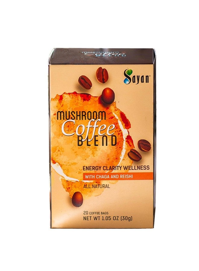 Sayan Organic Instant Arabica Colombian Coffee Mushroom Blend with wild harvested Siberian Chaga & Reishi extract - Energy, Clarity, Wellness - 20 Packets (0.09oz/2.5g each) - Image 1