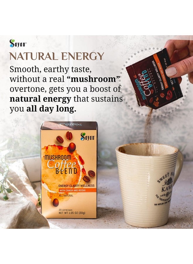 Sayan Organic Instant Arabica Colombian Coffee Mushroom Blend with wild harvested Siberian Chaga & Reishi extract - Energy, Clarity, Wellness - 20 Packets (0.09oz/2.5g each) - Image 4