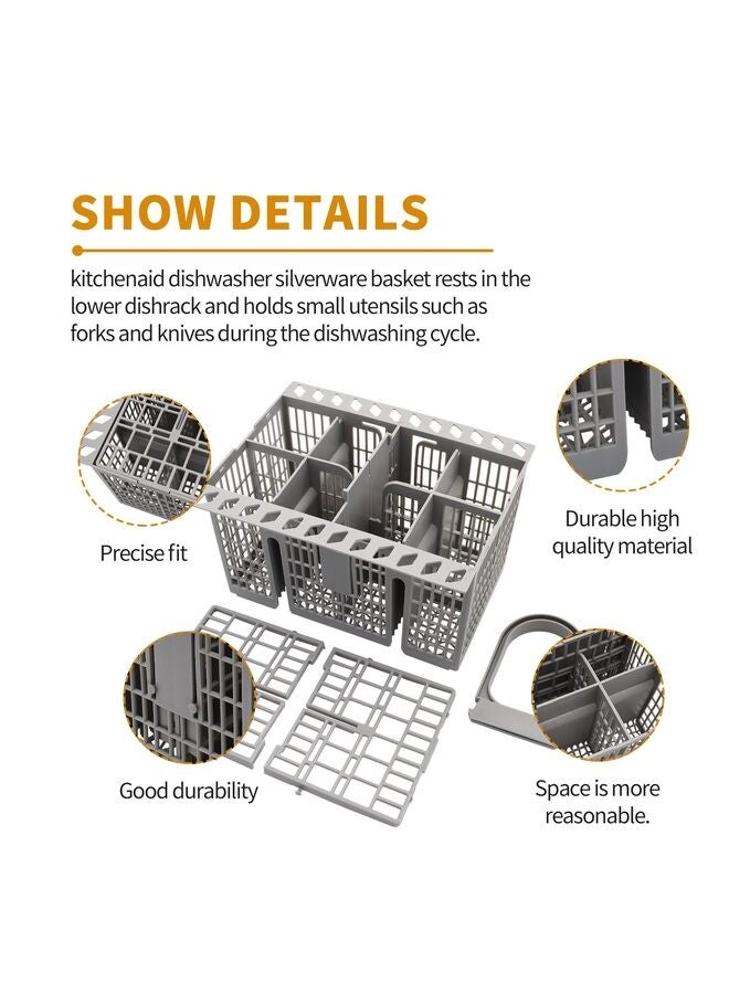 سلة متعددة الوظائف لغسالة الأطباق مع مقبض وغطاء لتخزين أدوات المائدة وملحقات قطع غيار غسالة الأطباق - Image 5