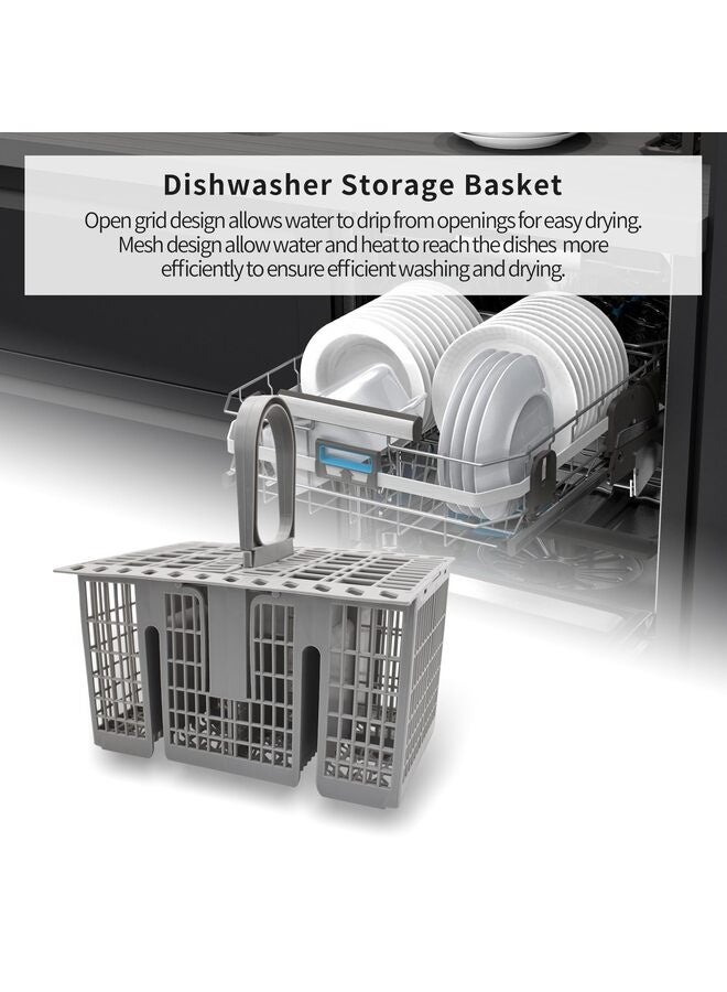 سلة متعددة الوظائف لغسالة الأطباق مع مقبض وغطاء لتخزين أدوات المائدة وملحقات قطع غيار غسالة الأطباق - Image 4