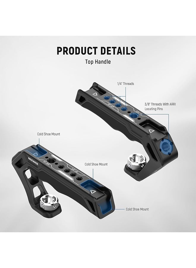 NEEWER Universal Camera Cage & Top Handle with 3/8" ARRI Locating Pins Kit, Video Rig Camera Stabilizer with Arca Type Base, Dual Handgrips, Compatible with SmallRig Accessories, CA016T - Image 3