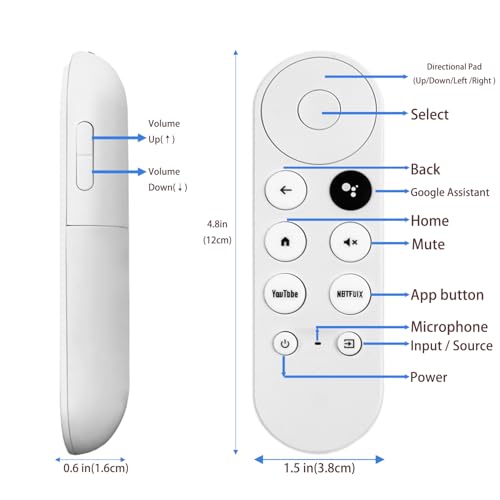 WSHAITE G9N9N New Replacement Voice Remote Control Compatible with Google Chromecast TV (1st Gen), GA01920-US, GA01409-US GA01919-US, GA01923-US, GA02463-US (Only Compatible with Google Chromecast Snow) - Image 3