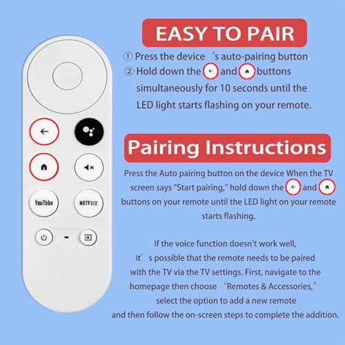WSHAITE G9N9N New Replacement Voice Remote Control Compatible with Google Chromecast TV (1st Gen), GA01920-US, GA01409-US GA01919-US, GA01923-US, GA02463-US (Only Compatible with Google Chromecast Snow) - Image 2