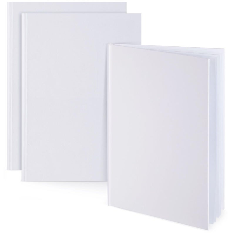 Paper Junkie Blank Books for Kids to Write Stories 85 x 11 In White Hardcover Pack of 3 Unlined Journal Scrapbook with 36 Pages AcidFree Paper for Drawing Doodling