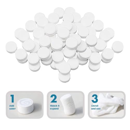 Multibrite 100Pcs Compressed Towel Tablets, Facial Cleansing Tissue, Mini Tablets Disposable Towels, Makeup Remover Pads, Water Activated Coin Tissue for Beauty Salon, Travel, Sports & Personal Use - Image 1