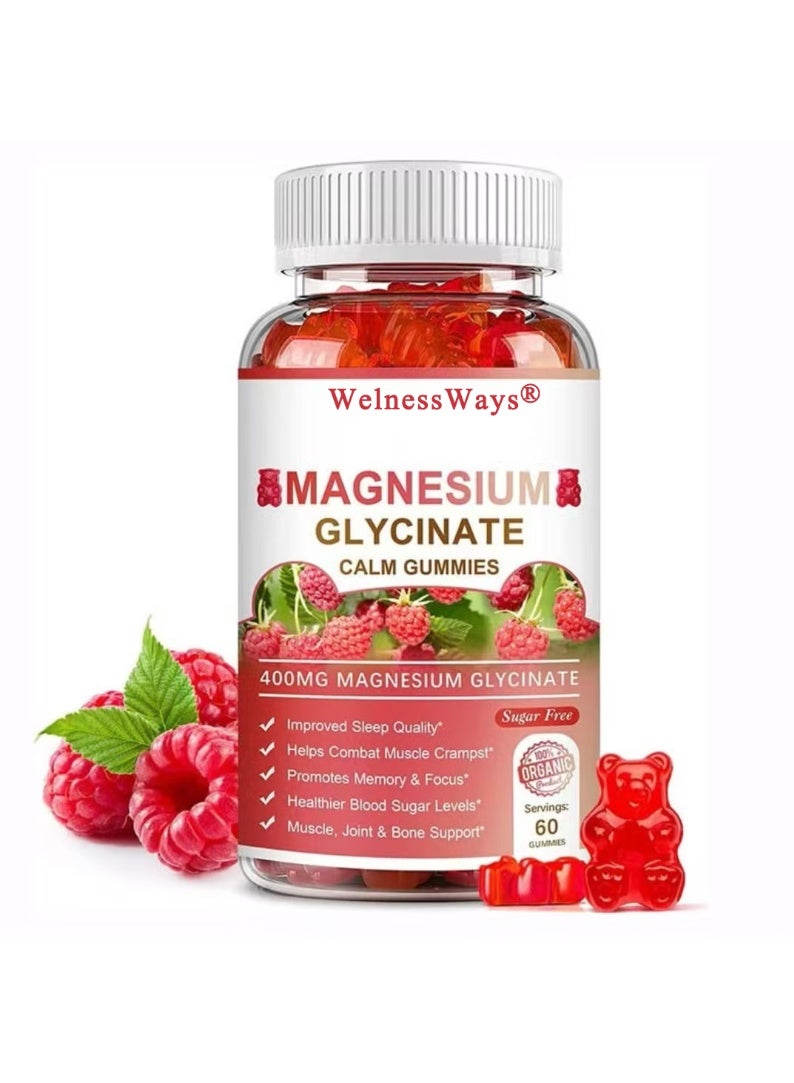 WelnessWays Magnesium Glycinate Chelate Supplement 400 mg for each Cap with Organic Vegetables for Sleep, Calm, Anxiety, Muscle Cramp & Stress Relief – Gluten Free, Non GMO - 60 Capsules - Image 1