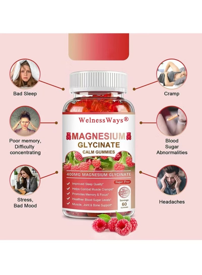 WelnessWays Magnesium Glycinate Chelate Supplement 400 mg for each Cap with Organic Vegetables for Sleep, Calm, Anxiety, Muscle Cramp & Stress Relief – Gluten Free, Non GMO - 60 Capsules - Image 2