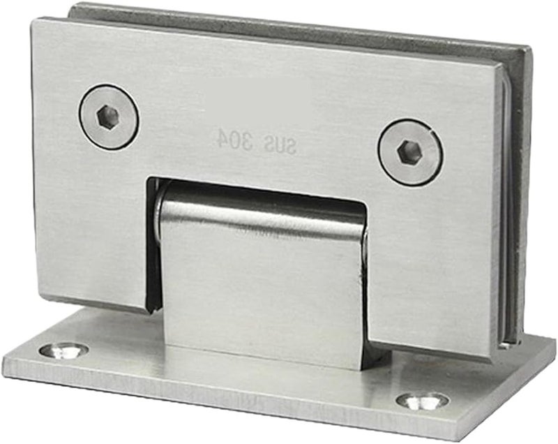 مفصلة باب زجاجي بدون إطار من الفولاذ المقاوم للصدأ الفضي بزاوية 90 درجة، مثبت مسطح لدش الحمام - Image 1